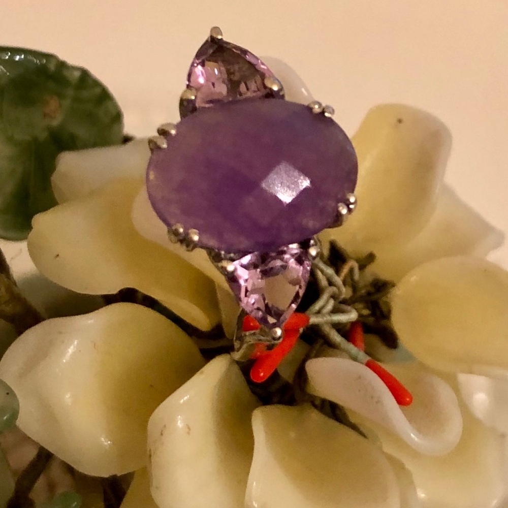 Purple Jade & Amethyst Ring. - Picture 4 of 9